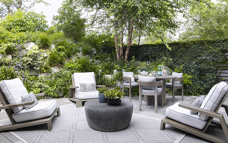 four outdoor chairs in outdoor room